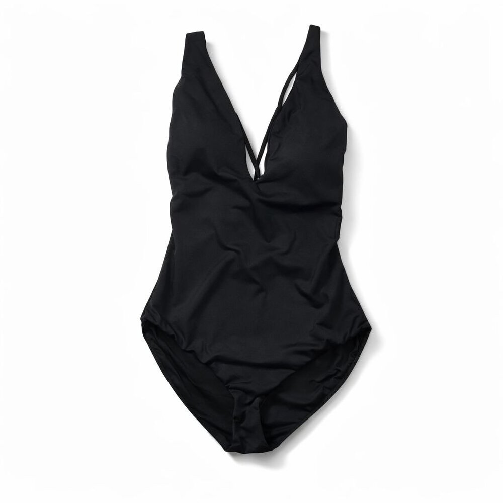 Andie Black One-Piece V-Neck Swimsuit
